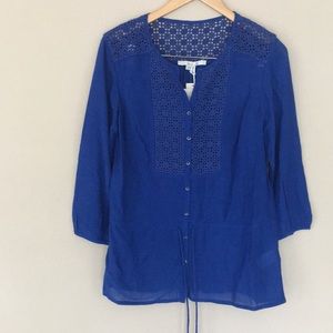 New with tags BODEN Blue Eyelet Blouse